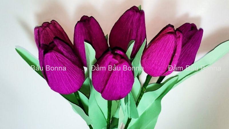 Hoa Tulip làm bằng giấy nhún siêu xinh