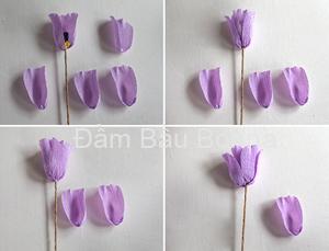 Cách làm hoa tulip bằng giấy nhún bước 3