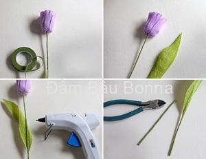 Cách làm hoa tulip bằng giấy nhún bước 5